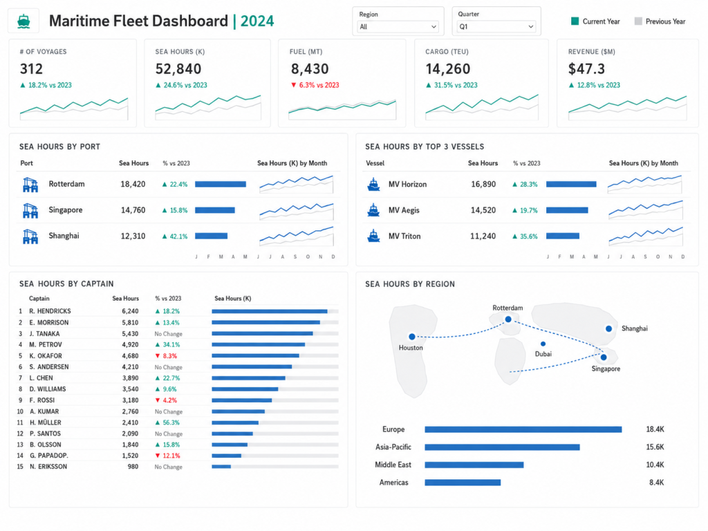 Maritime fleet operations Tableau dashboard